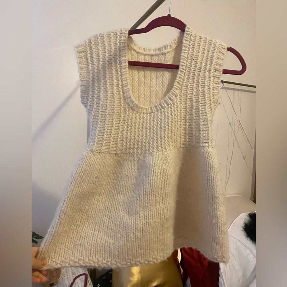 Vintage hand knit babydoll sweater vest